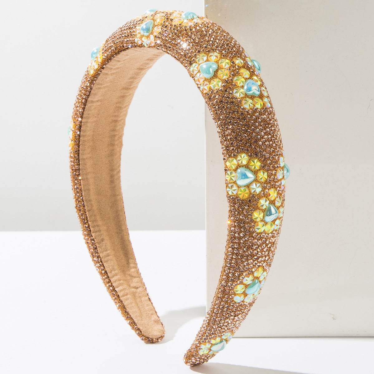 CFG Korean version full diamond sponge heightening headband light luxury gypsy star shining love hair accessories versatile high quality headband - WhosaleJewelry