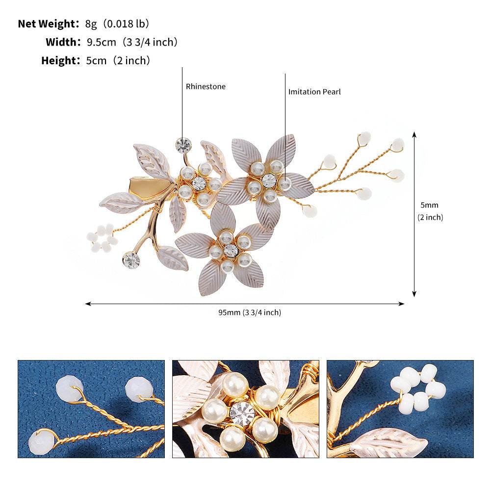 CFQ Bridal Flower Pearl Handmade Hairpin Women's Ball Party Wedding Dinner Headgear Hair Accessories Duck Beak Clip - WhosaleJewelry