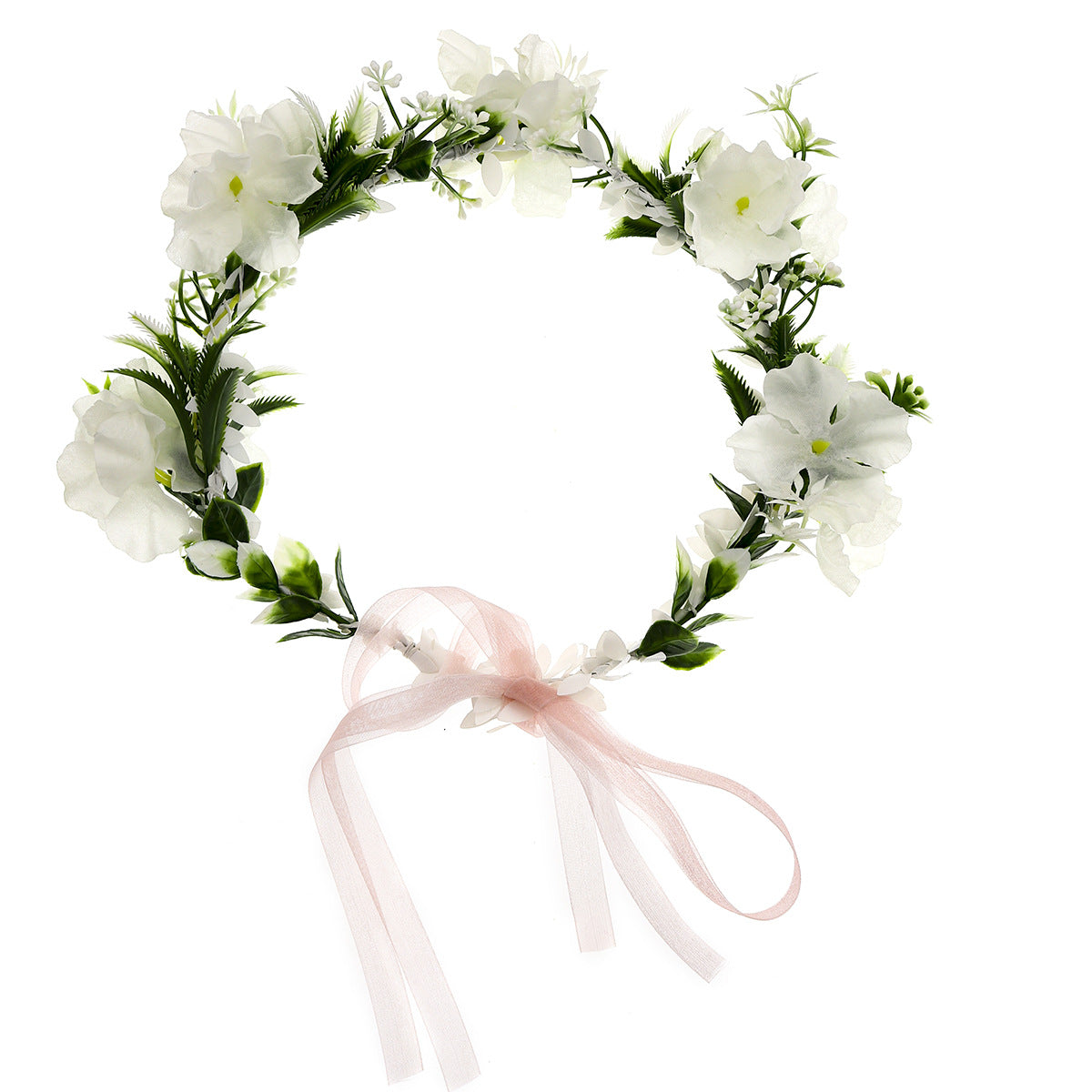 CFS Fashion Fabric Wreath Headband Headband Bridal Wedding Beach Photo Headband Streamer Floral Headband