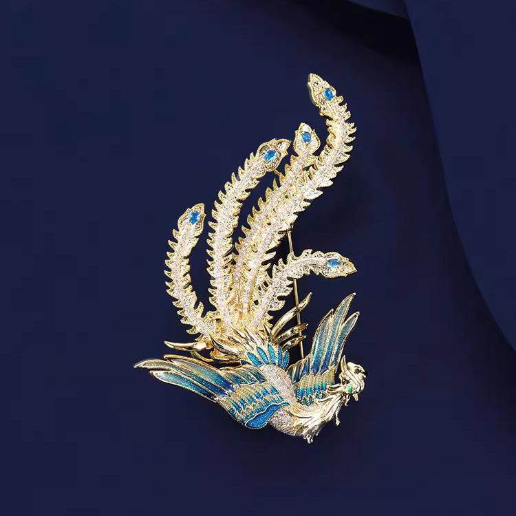 CXZ Chinese Style Qifeng Brooch High-end Women's Exquisite Personality Enamel Color Phoenix Brooch Niche Design Sense Pin Accessories - WhosaleJewelry