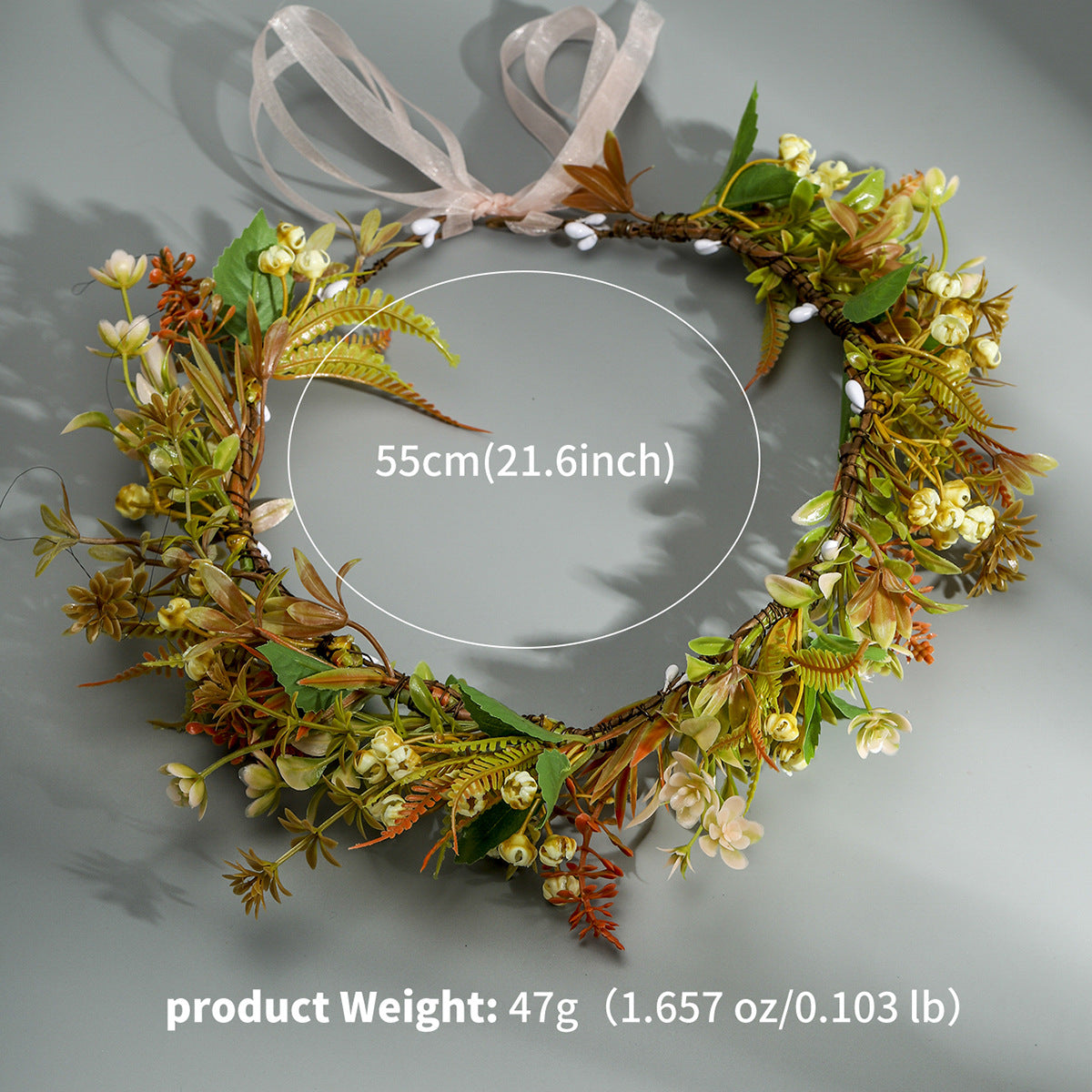 CFS Fashion Fabric Wreath Headband Headband Bridal Wedding Beach Photo Headband Streamer Floral Headband