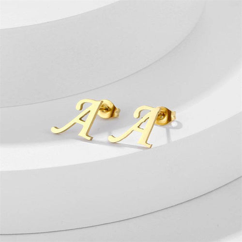 CED 26 English letters, personalized wind stainless steel English letter stud earrings - WhosaleJewelry