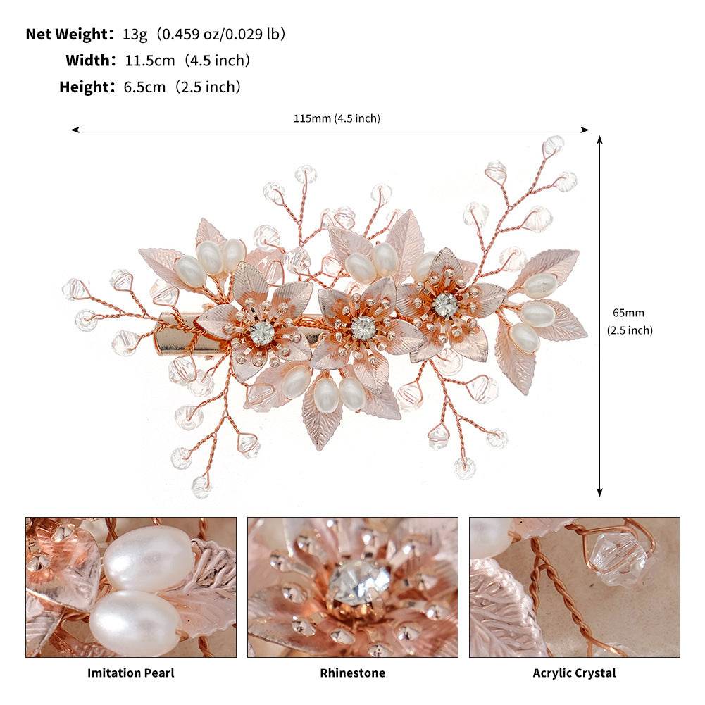 CFQ Bridal Flower Pearl Handmade Hairpin Women's Ball Party Wedding Dinner Headgear Hair Accessories Duck Beak Clip - WhosaleJewelry