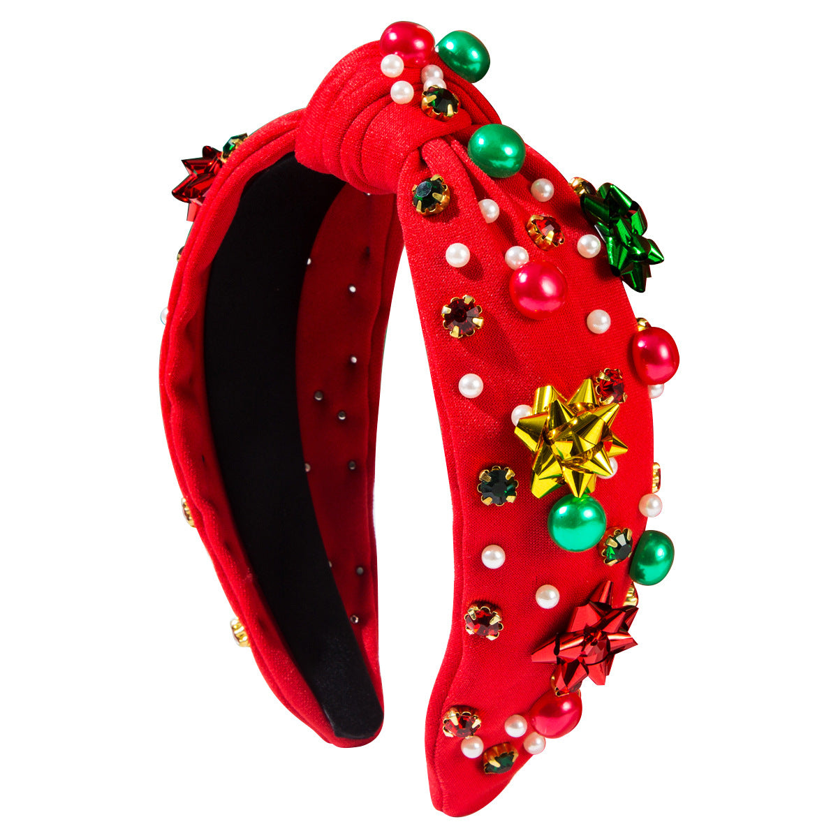 CFG Christmas headband red-green pearl plastic flower accessories headband simple Korean version trend holiday hair accessories