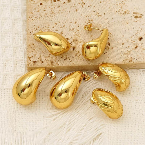 CED advanced sense personalized water drop titanium steel stud earrings women's fashion cold wind niche light luxury stainless steel earrings - WhosaleJewelry