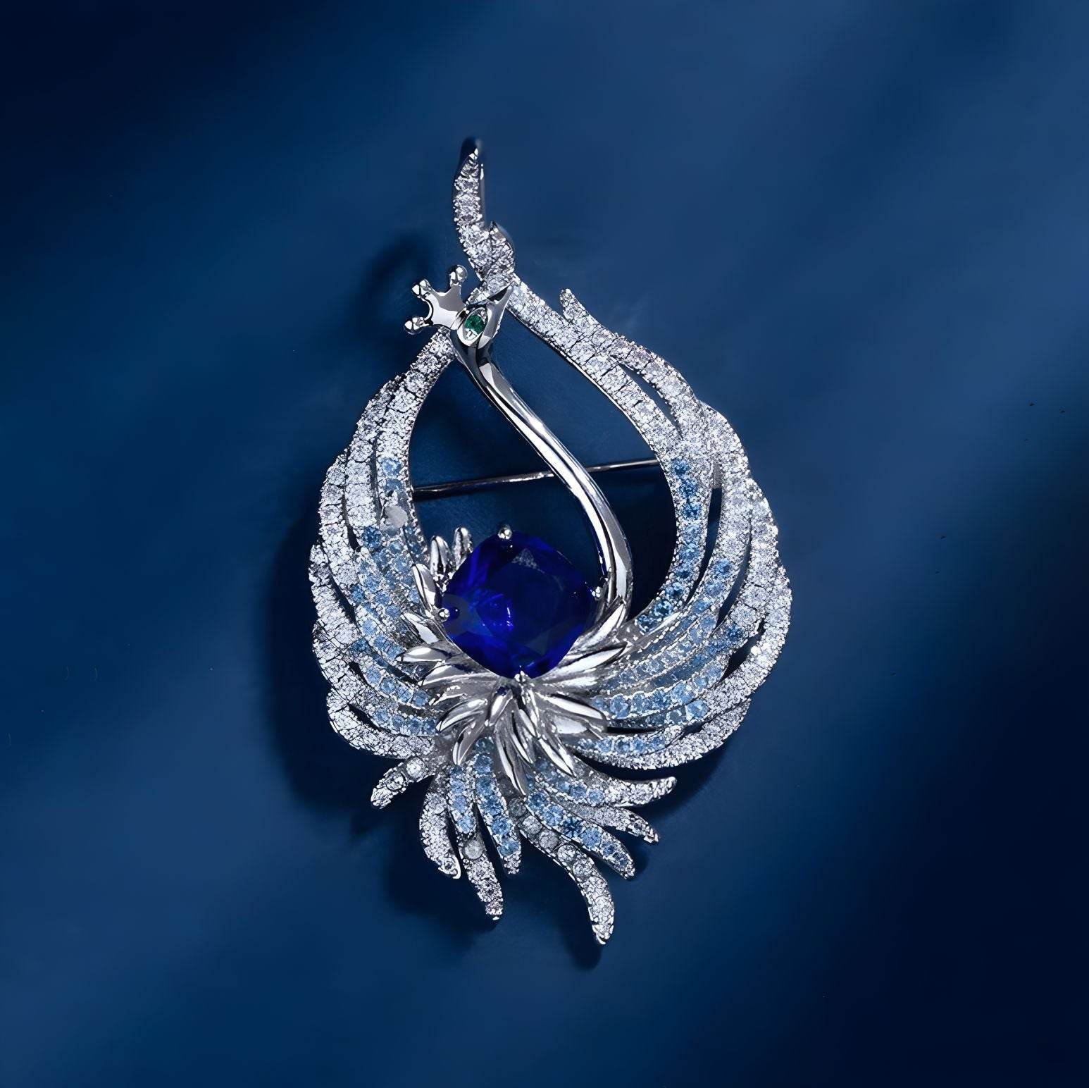 CXZ luxury phoenix dance nine days brooch high-end women's exquisite crystal phoenix brooch niche design sense pin coat accessories - WhosaleJewelry