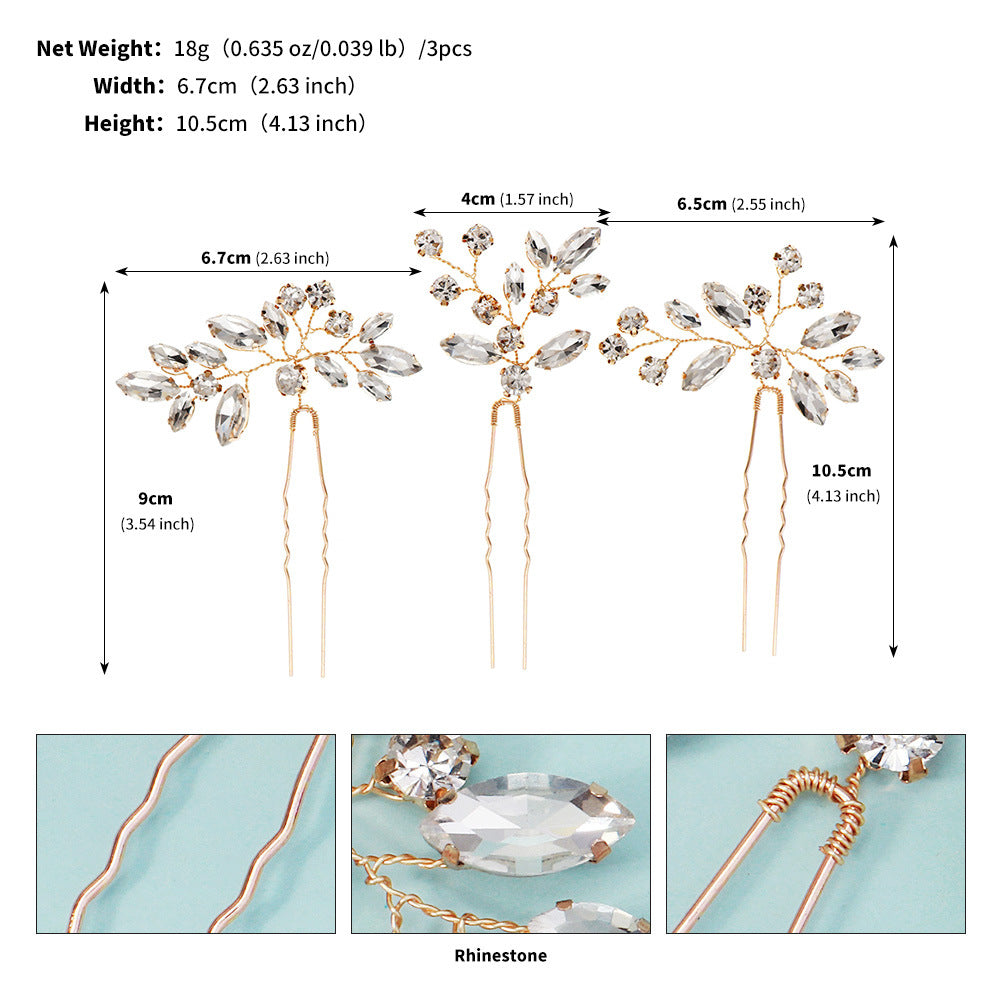 CFQ bridal headgear U-pin, wedding disc hair dress accessories handmade horse eye rhinestone hairpin set