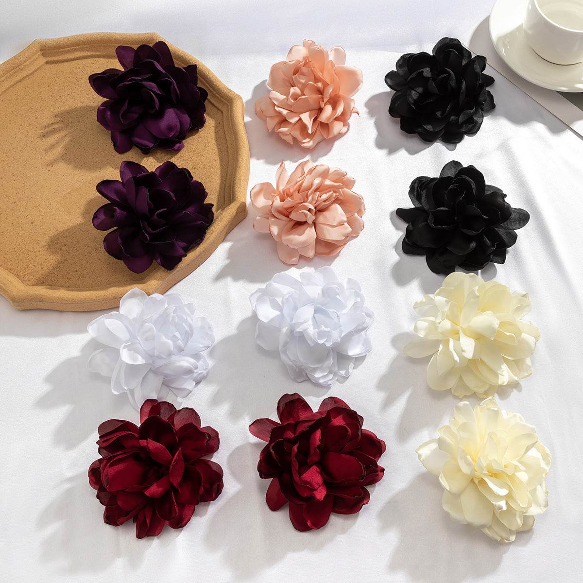 CED design sense exaggerated fabric large flower stud earrings, niche flower simulation flower earrings - WhosaleJewelry