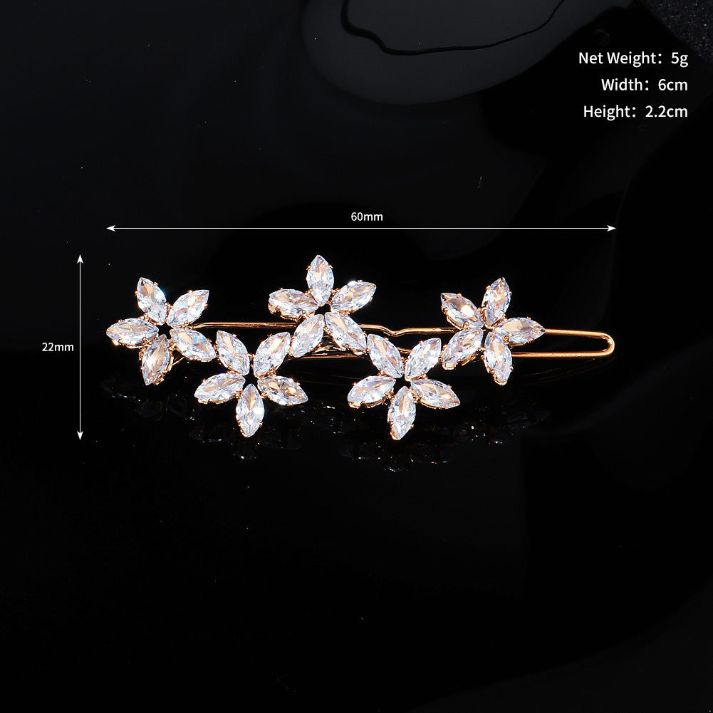 CFQ Japanese and Korean hair Daily versatile temperament Back head hairpin Metal frog clip Crystal zircon hairpin Side clip
