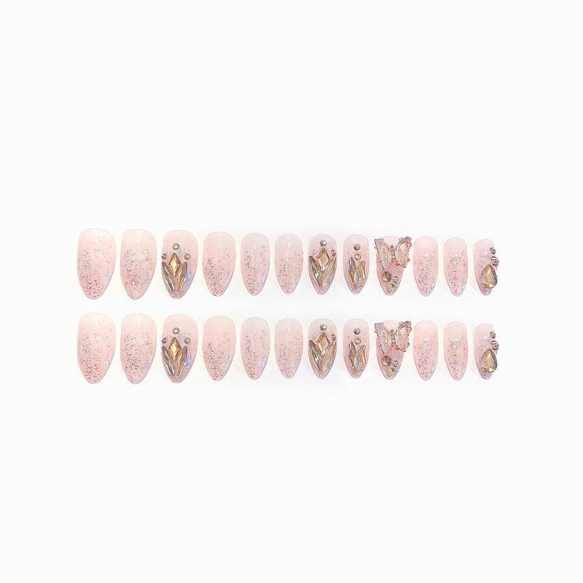 CMJ wearing nail Internet celebrity pure desire flash diamond fake nail crystal butterfly nail patch detachable new product X68 - WhosaleJewelry