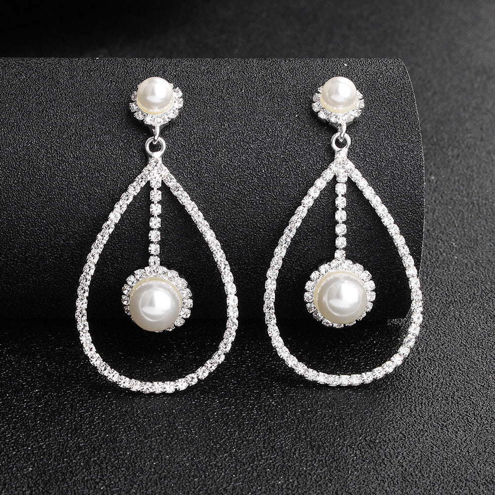 CEH miallo creative exaggerated personality round earrings star diamond earrings high-end pearl earrings