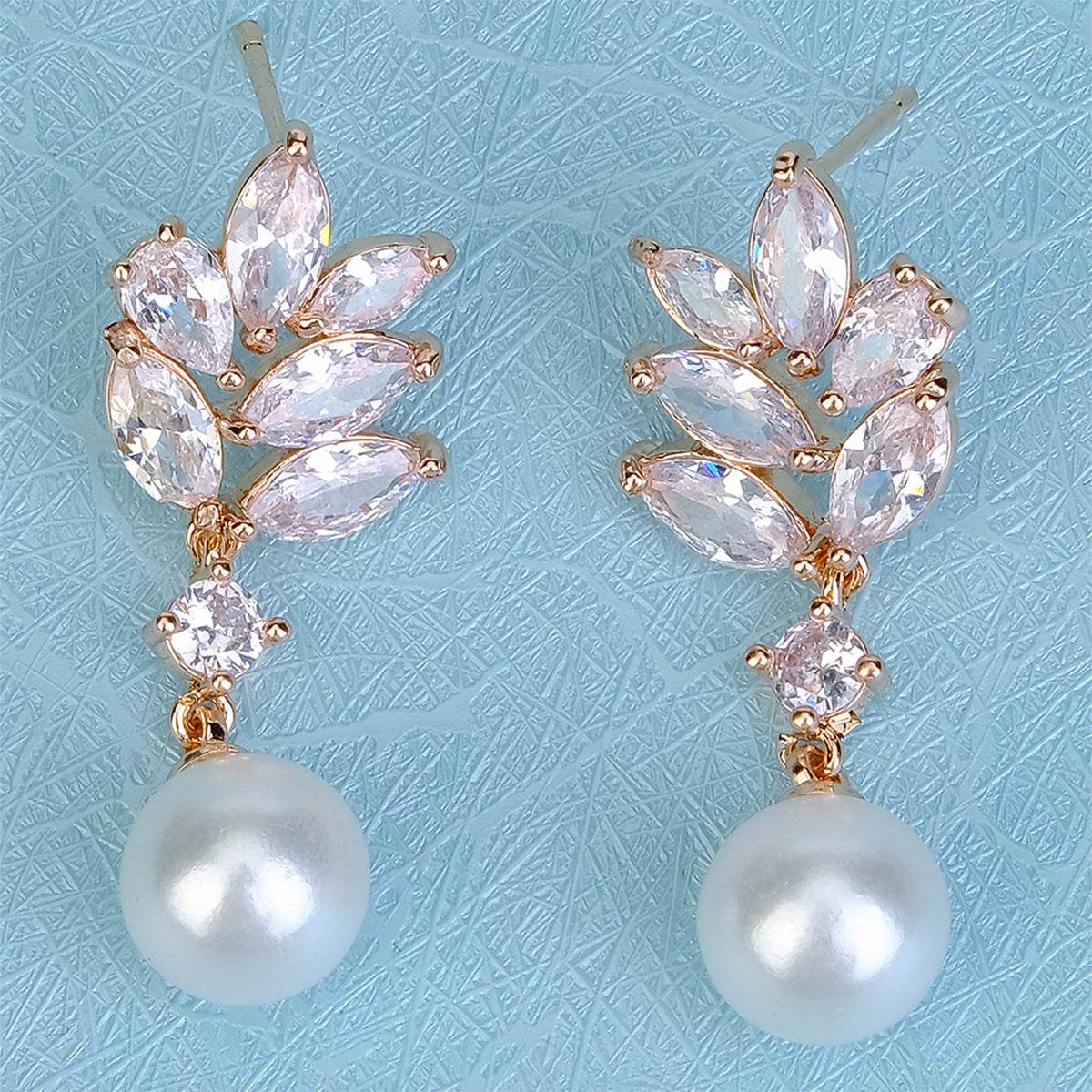 CEH Fashion Versatile Zircon Stud Earrings High Sense Ball Party Earrings Bridal Wedding Pearl Earrings Women - WhosaleJewelry