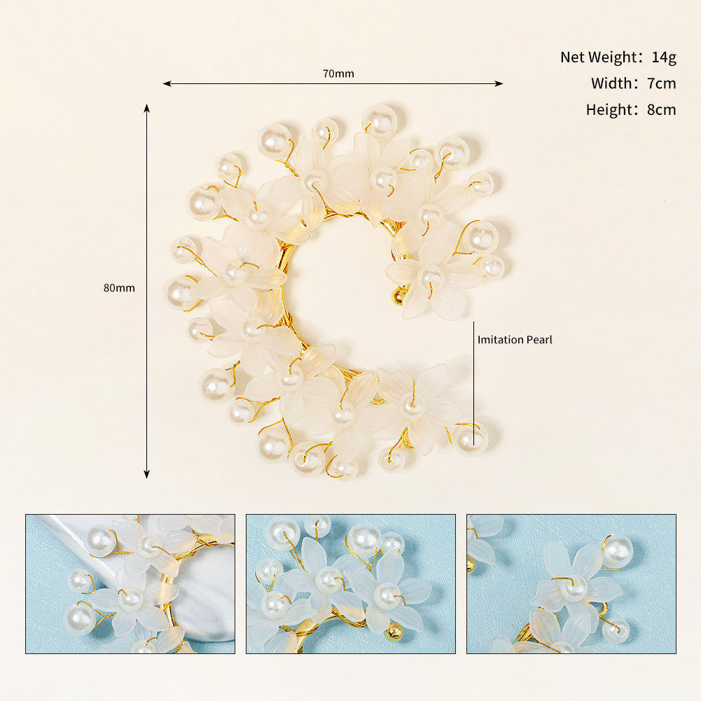 CEH Korean Xianmei Ear Bone Clip Photo Earrings No Ear Piercings Pearl Earrings Mori Ear Clip Handmade Personalized Ear Hanging