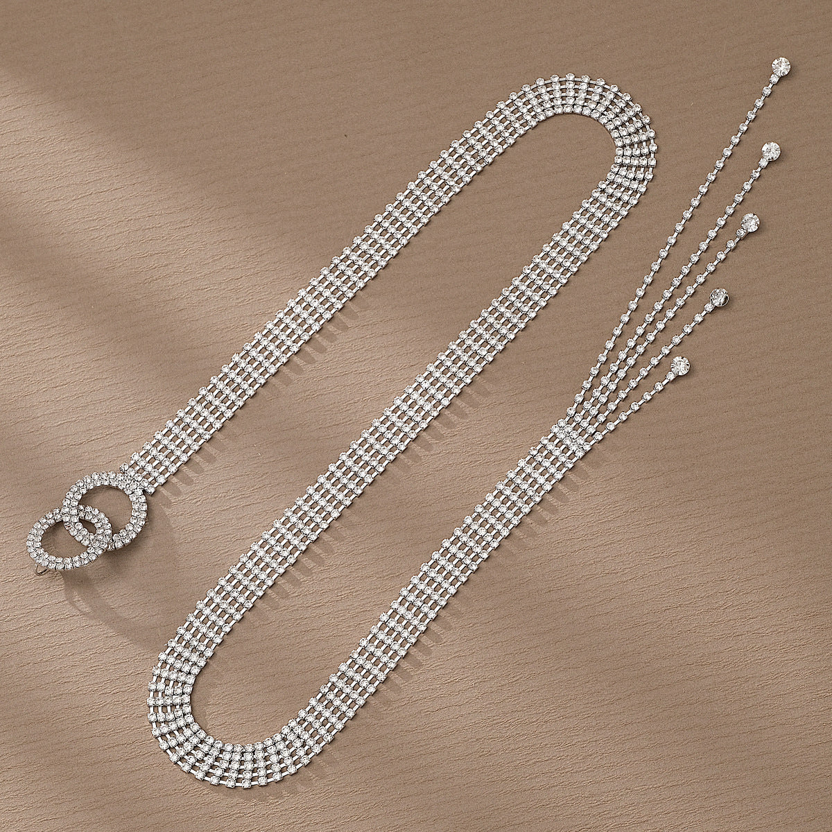 CST niche design rhinestone belt women's fashion versatile high sense daily grab chain diamond waist chain belt