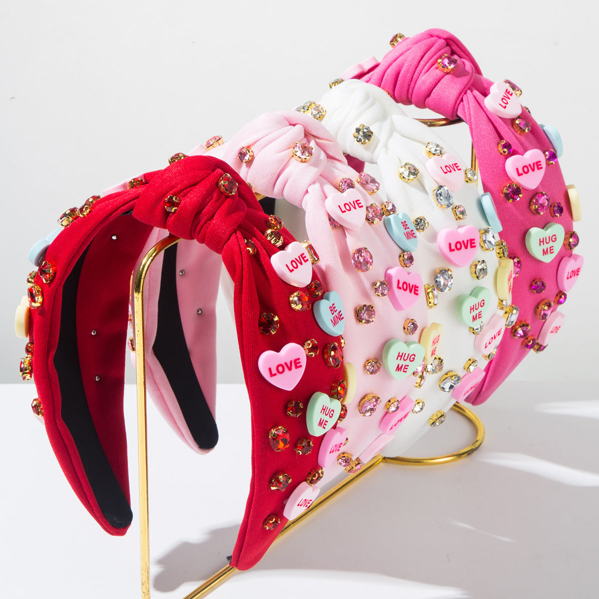 CFG Fashion Explosive Valentine's Day Heart Letter Headband Hand Knot Diamond Hair Accessories Hairpin