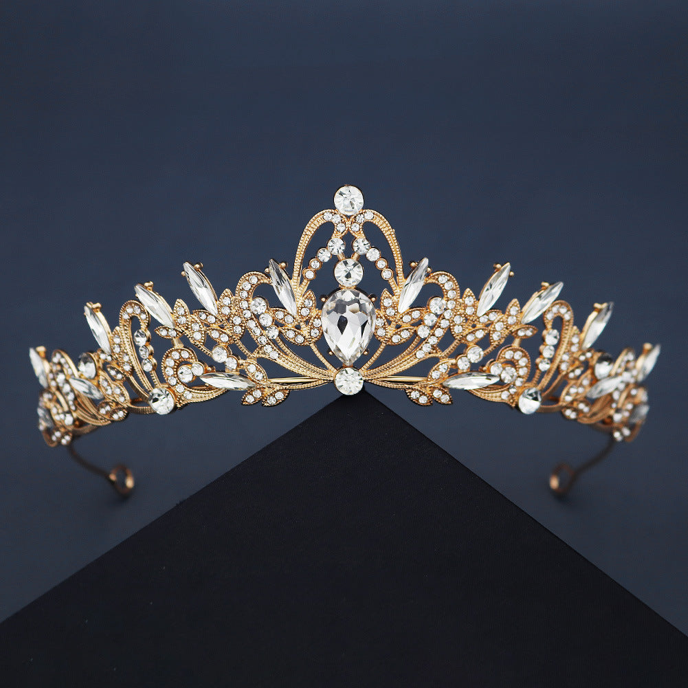 CFG retro court style crown Mori white yarn headgear wind alloy diamond headband princess crown jewelry
