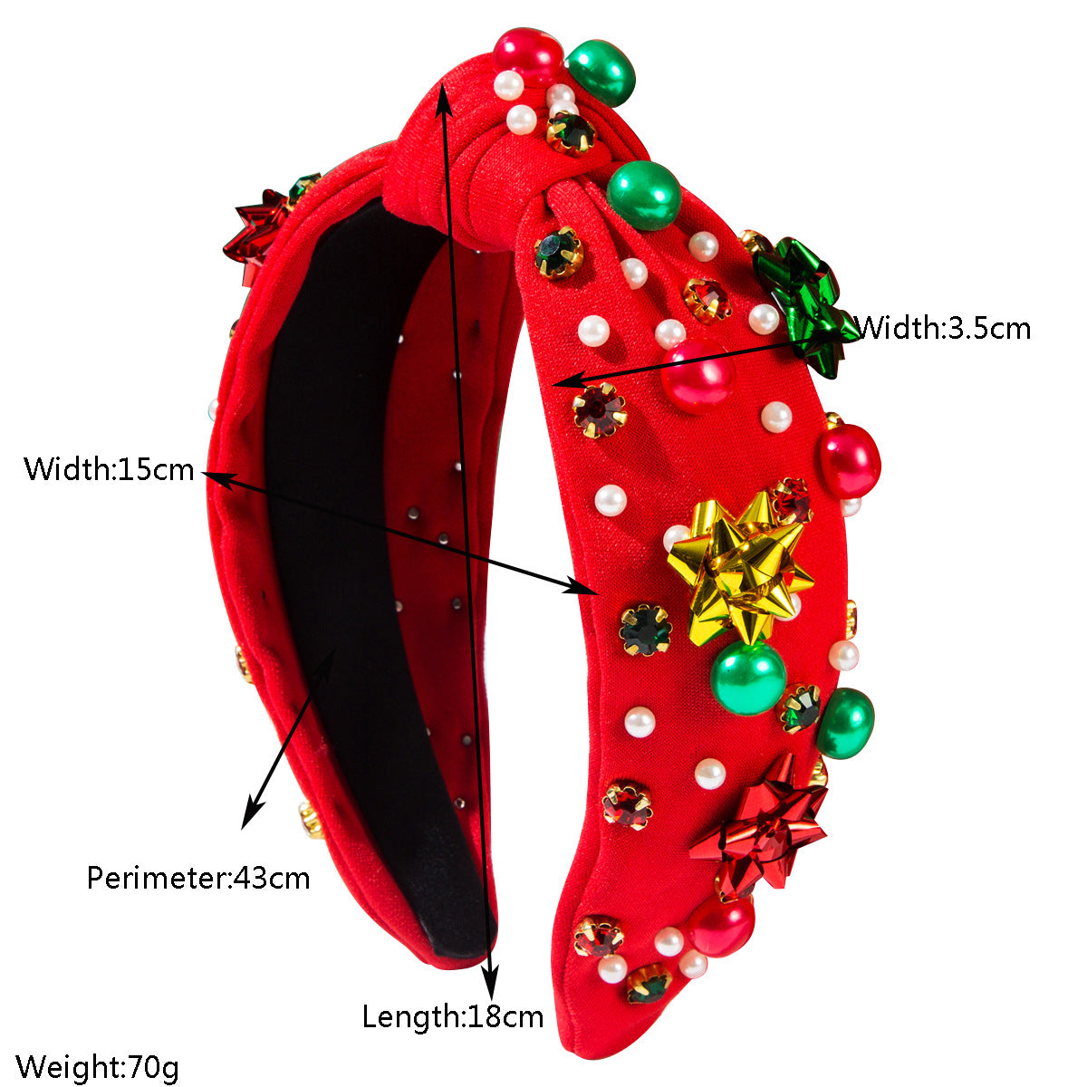 CFG Christmas headband red-green pearl plastic flower accessories headband simple Korean version trend holiday hair accessories