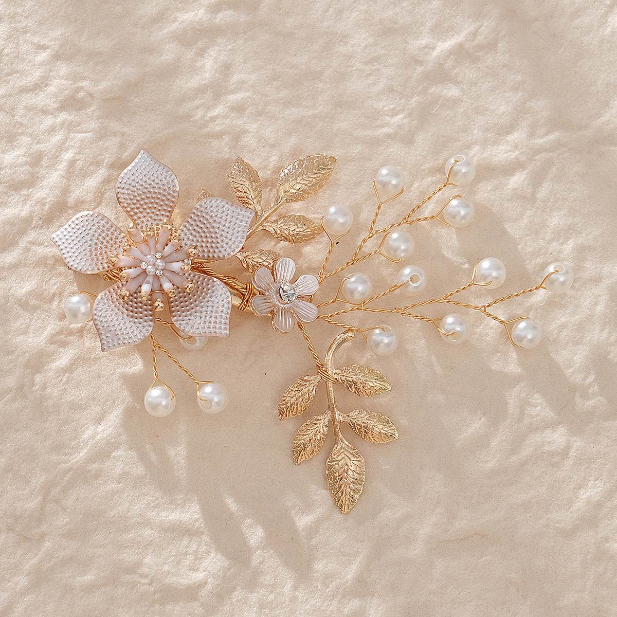 CFQ Bridal Flower Pearl Handmade Hairpin Women's Ball Party Wedding Dinner Headgear Hair Accessories Duck Beak Clip - WhosaleJewelry