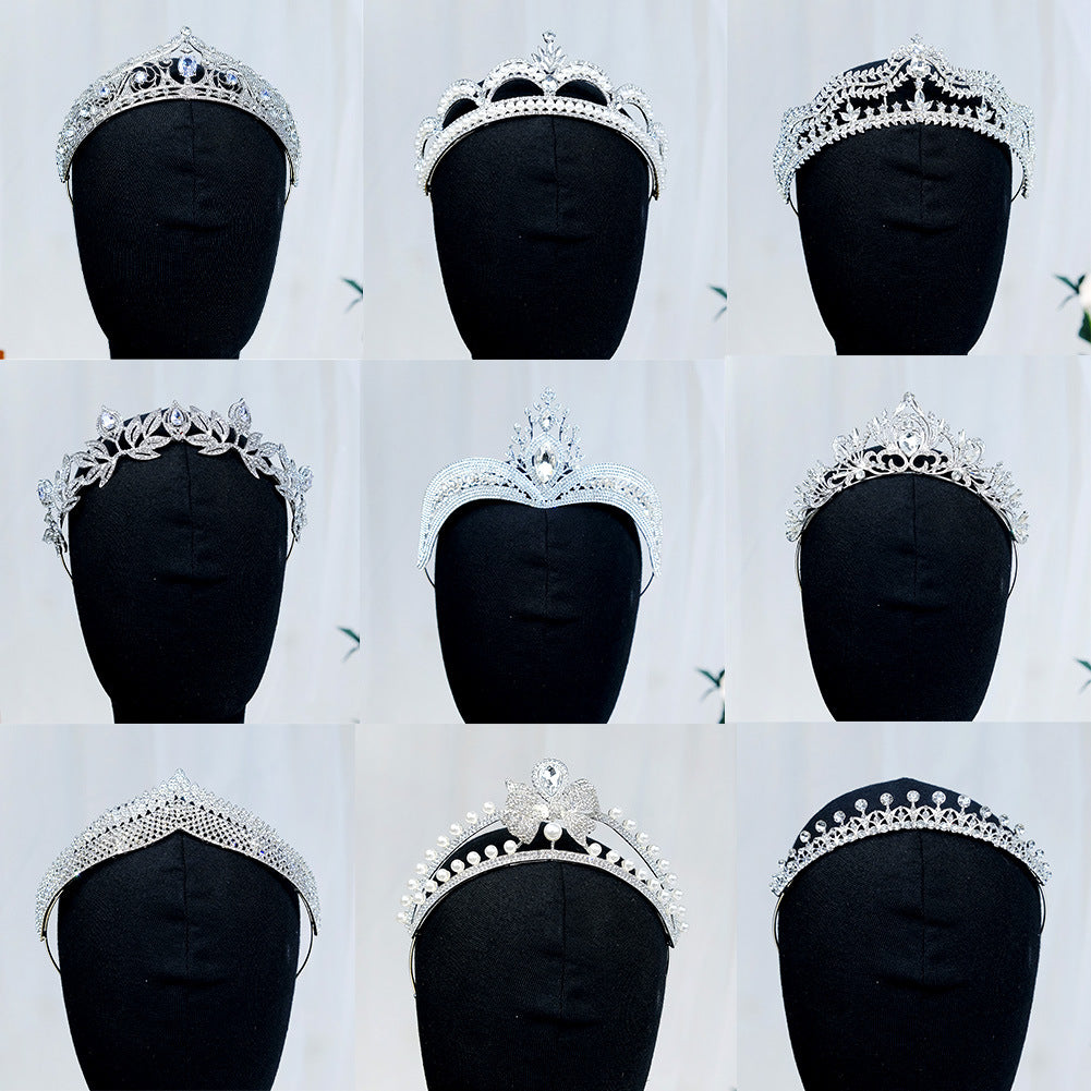 CFG Pearl Rhinestone Cake Crown Adult Birthday Party Alloy Crown Princess Wedding Dress Hair Accessories Bridal Headgear