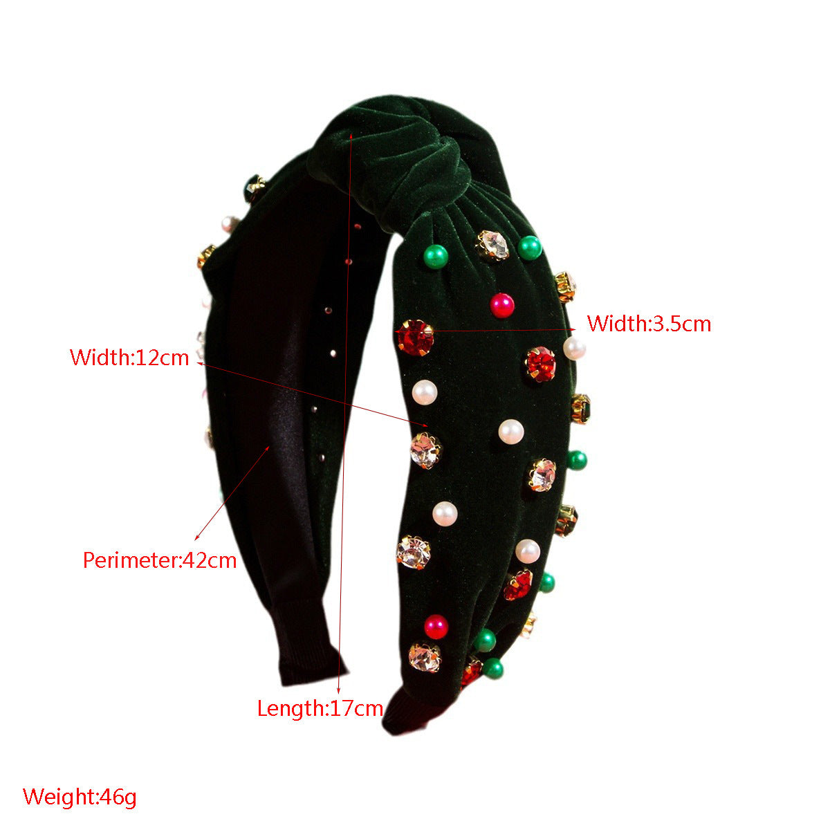 CFG Christmas Pearl Headband Creative Braid Red Green Diamond Headband Simple Versatile Holiday Party Hair Accessories