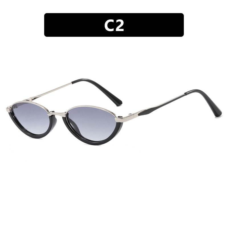CYJ small frame metal cat eye sunglasses new personalized sunglasses sunscreen plain sunglasses advanced sense - WhosaleJewelry