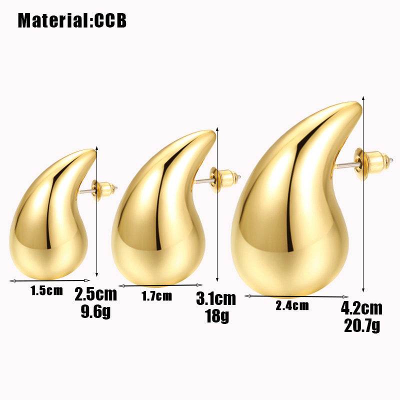 CED Amazon hot sale oversized water drop earrings women's CCB gold-plated ring tear stud earrings fashion earrings - WhosaleJewelry