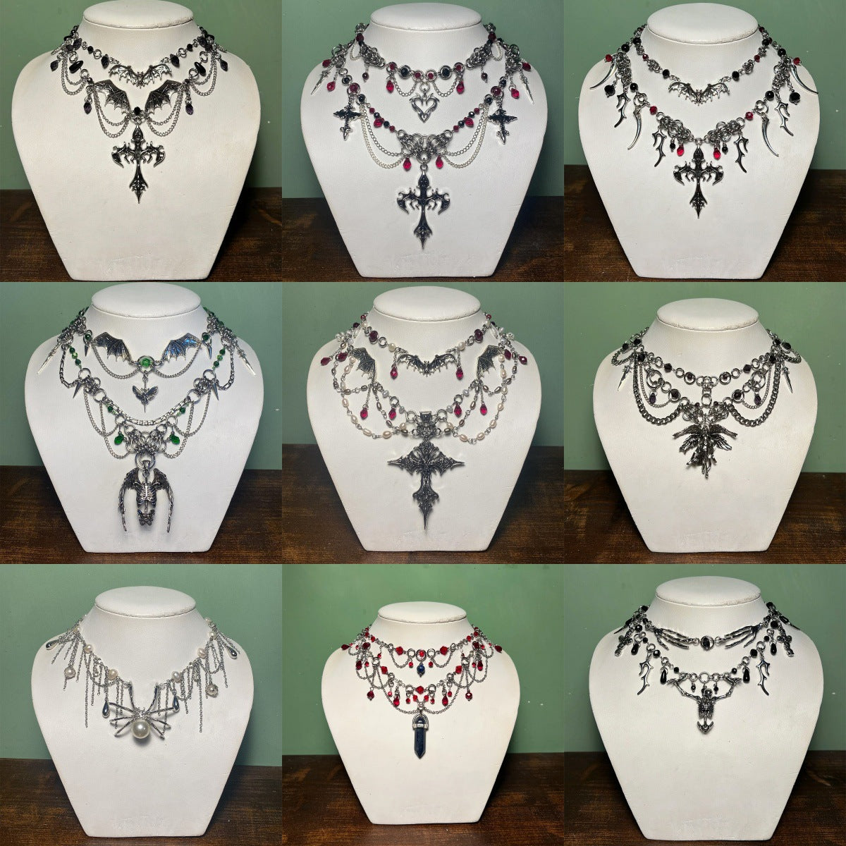CXL Halloween Necklace, Dark Cross Angel Bat Skull Heavy Industry Metal Gothic Wind Chain
