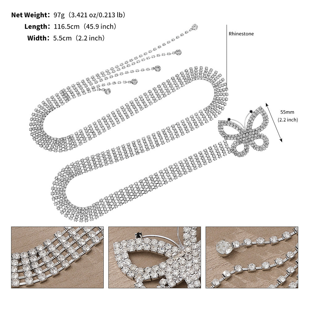 CST niche design rhinestone belt women's fashion versatile high sense daily grab chain diamond waist chain belt