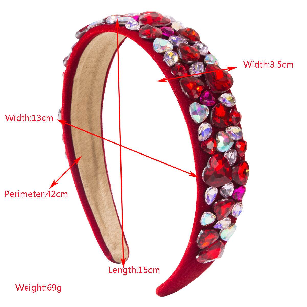 CFG baroque headband wide edge colored love full diamond headband sweet versatile high-end banquet hair accessories women - WhosaleJewelry