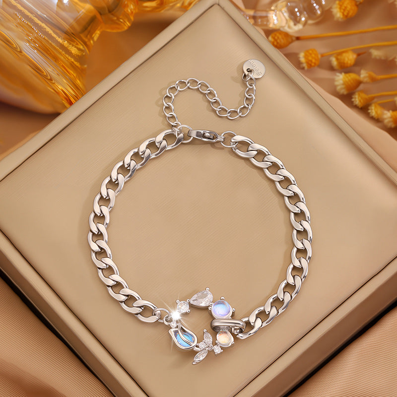CSL European and American new flower zircon bracelet light luxury 18K gold non-fading titanium steel bracelet women's fashion jewelry