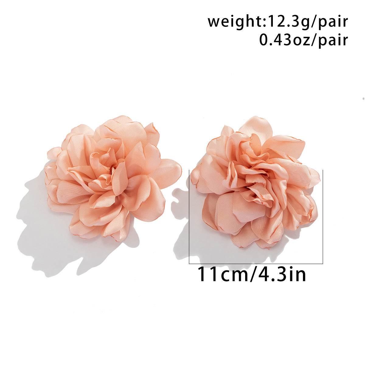 CED design sense exaggerated fabric large flower stud earrings, niche flower simulation flower earrings - WhosaleJewelry