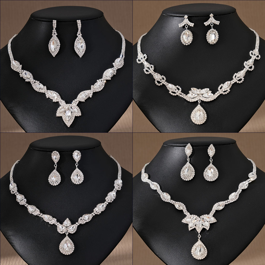 CTZ niche design sense necklace women's daily versatile diamond set chain bridal retro pearl earrings necklace