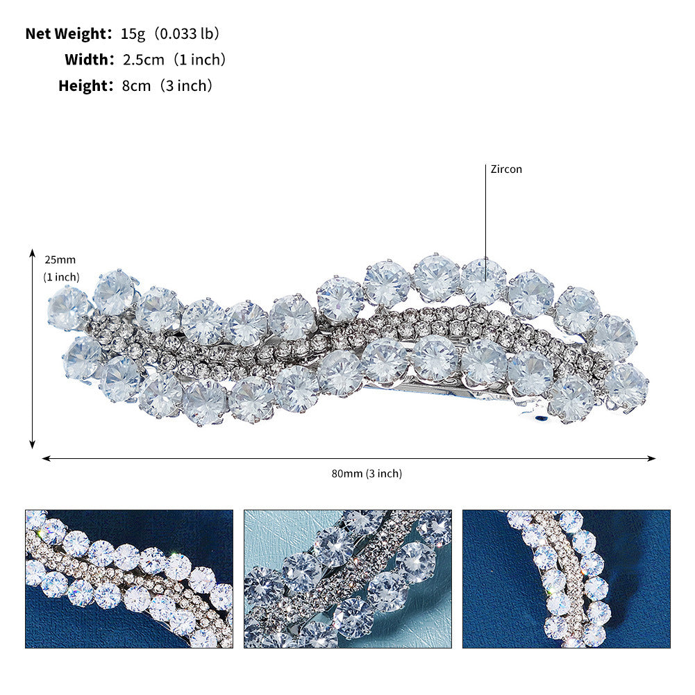 CFQ Japanese and Korean style simple hair accessories light luxury full of diamonds versatile broken hair clip bridal dress veil zircon spring clip