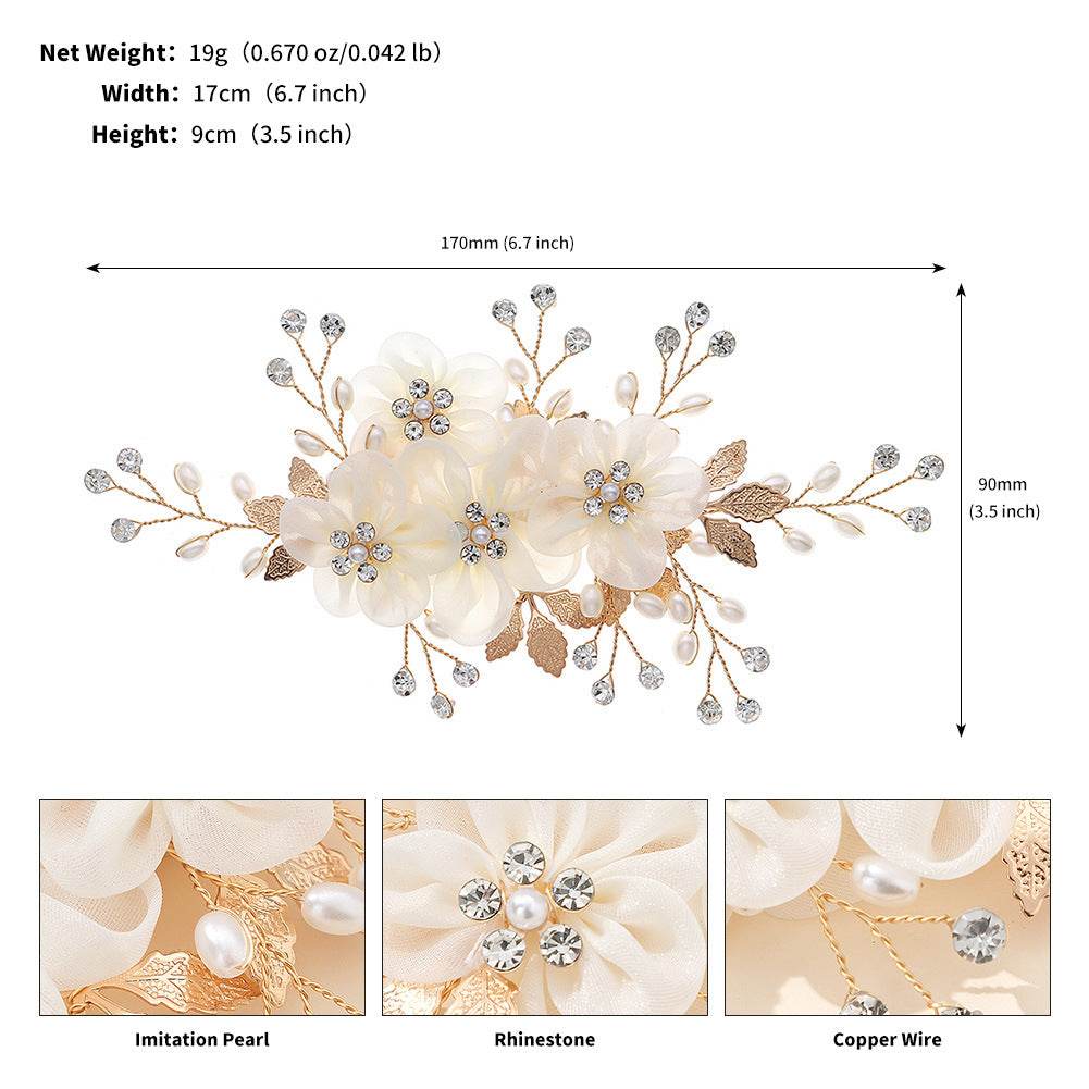 CFQ Bridal Flower Pearl Handmade Hairpin Women's Ball Party Wedding Dinner Headgear Hair Accessories Duck Beak Clip - WhosaleJewelry
