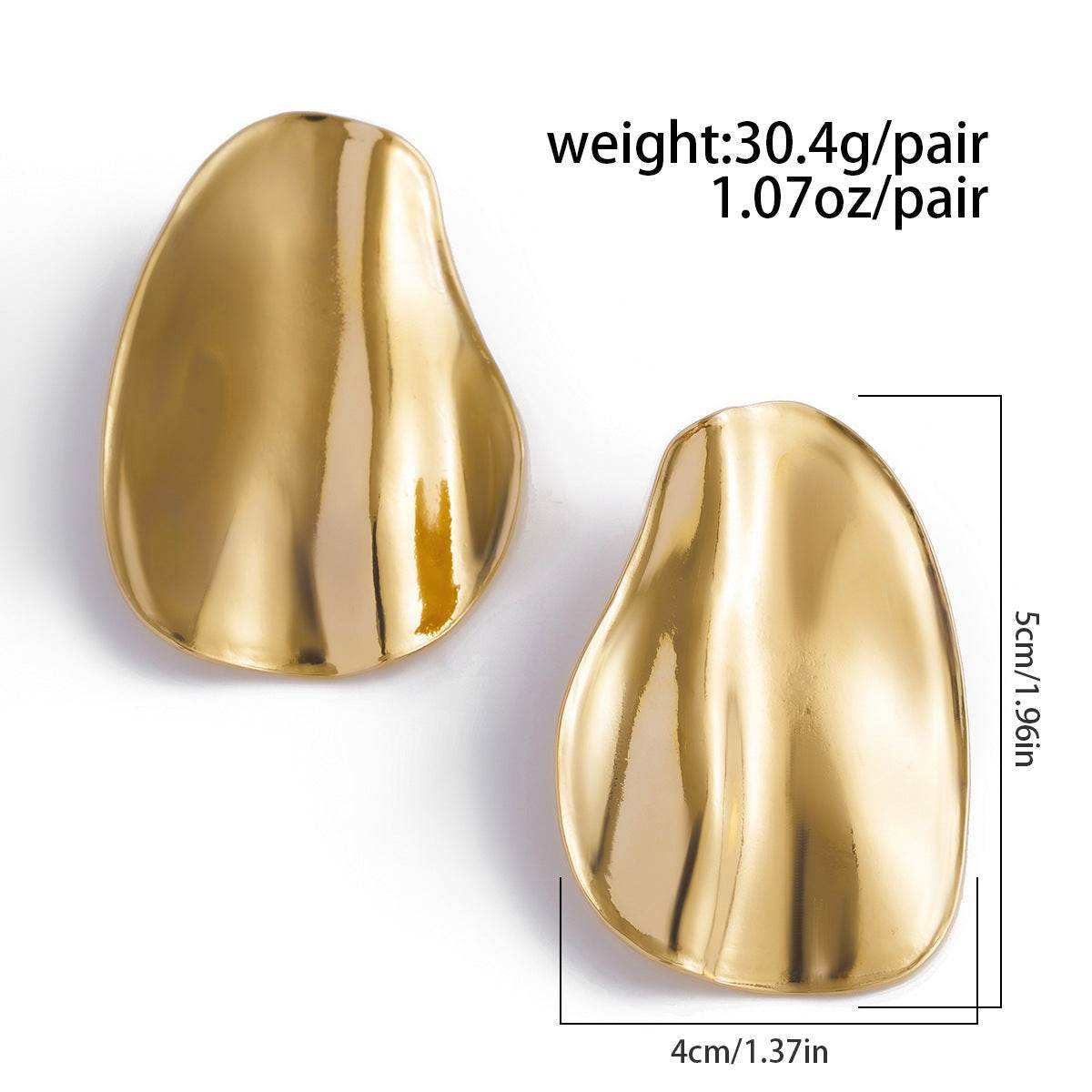 CED exaggerated pleated metal wind geometric earrings fashion simple sun flower irregular stud earrings women - WhosaleJewelry