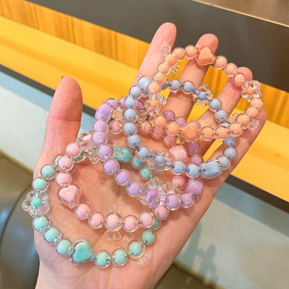 CFS candy color bead bracelet hair rope hair band Yiwu small hair accessories headband dual-purpose small rubber band women - WhosaleJewelry