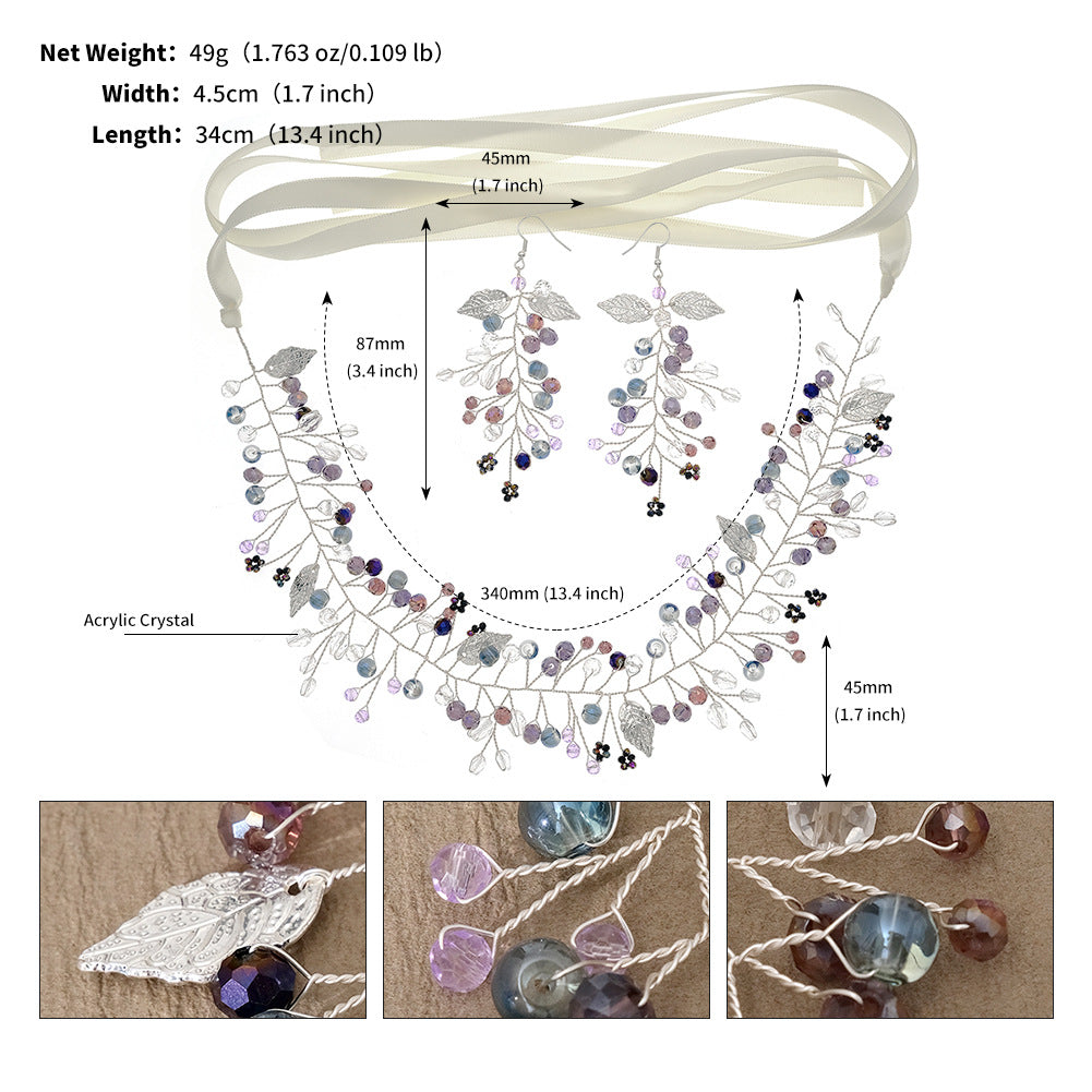 CFS bridal wedding dress hair accessories exquisite handmade beaded diamond show clothes pearl earrings headband set