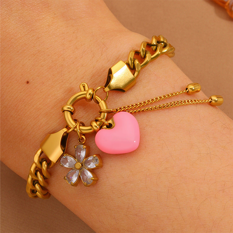 CSL stainless steel bracelet women's new fringed love four-leaf clover bracelet light luxury NK chain titanium steel