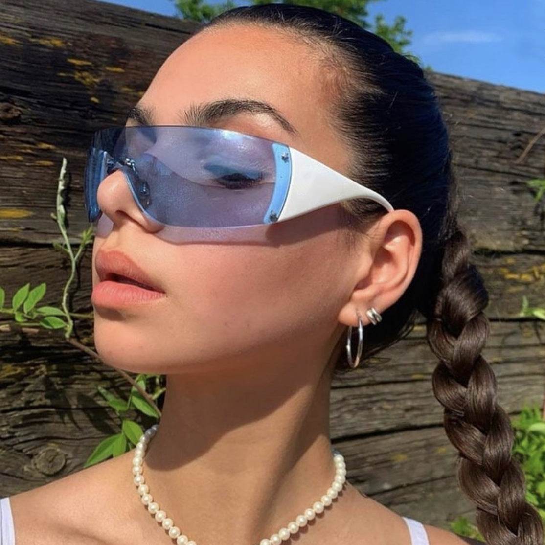 CYJ rimless one-piece sunglasses pentagram new Y2K sunglasses Spice Girl Millennium sports glasses - WhosaleJewelry