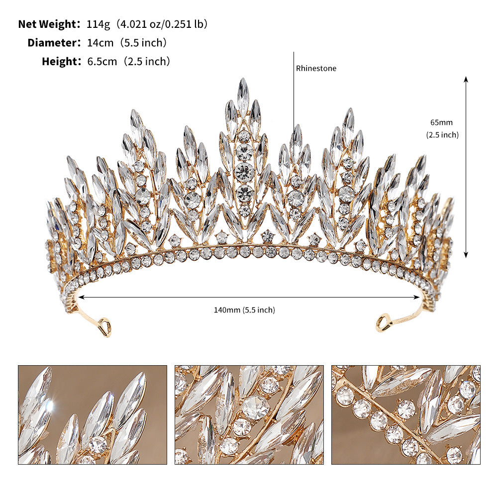 CFG Vintage Luxury Crown Alloy Diamond Atmospheric Bridal Headwear Wedding Banquet Party Bridal Crown
