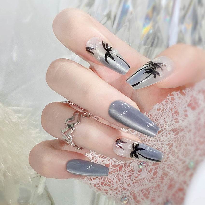 CMJ prefabricated nail piece manicure cat eye wearing nail three-dimensional dewdrop sea breeze wearing fake nail piece H8 - WhosaleJewelry