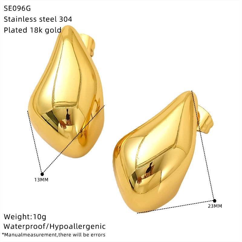 CED advanced sense personalized water drop titanium steel stud earrings women's fashion cold wind niche light luxury stainless steel earrings - WhosaleJewelry