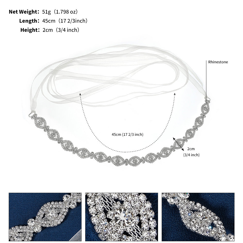 CST Bridal Waist Wedding Dress Belt Simple Premium Light Luxury Full Diamond Belt Crystal Dress Waist Chain