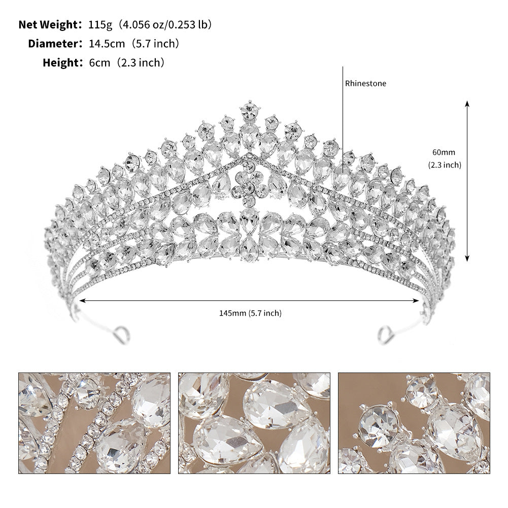 CFG Vintage Luxury Crown Alloy Diamond Atmospheric Bridal Headwear Wedding Banquet Party Bridal Crown
