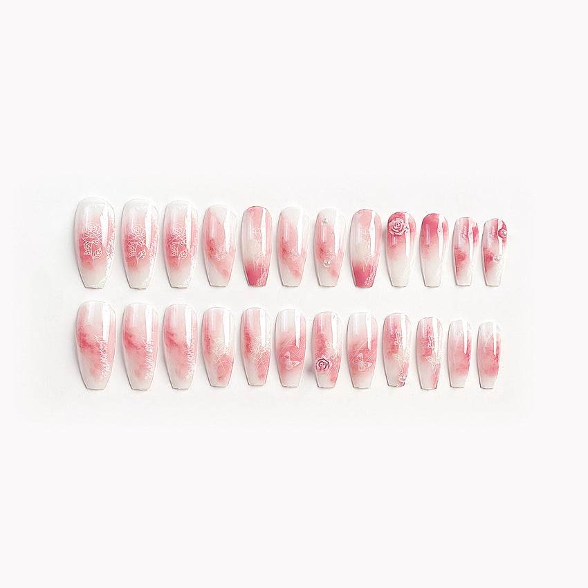 CMJ Internet celebrity wearing manicure rendering fake nail patch removable wearing nail 24 pieces nail patch X73 - WhosaleJewelry