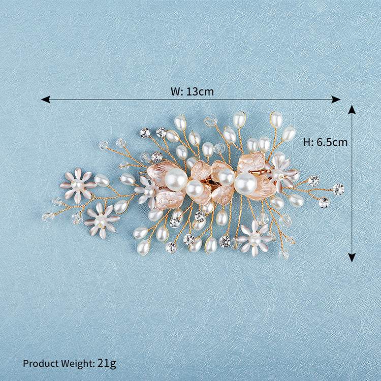CFQ Bridal Flower Pearl Handmade Hairpin Women's Ball Party Wedding Dinner Headgear Hair Accessories Duck Beak Clip - WhosaleJewelry