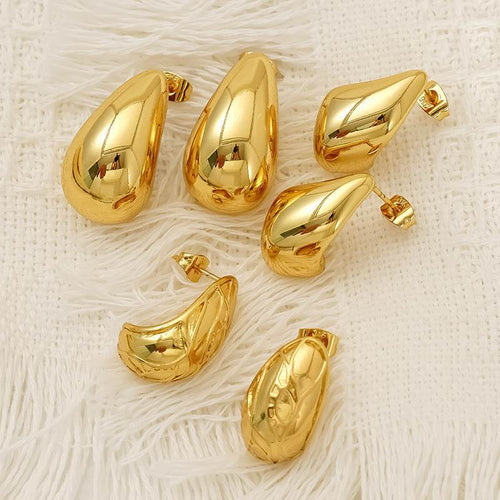 CED advanced sense personalized water drop titanium steel stud earrings women's fashion cold wind niche light luxury stainless steel earrings - WhosaleJewelry
