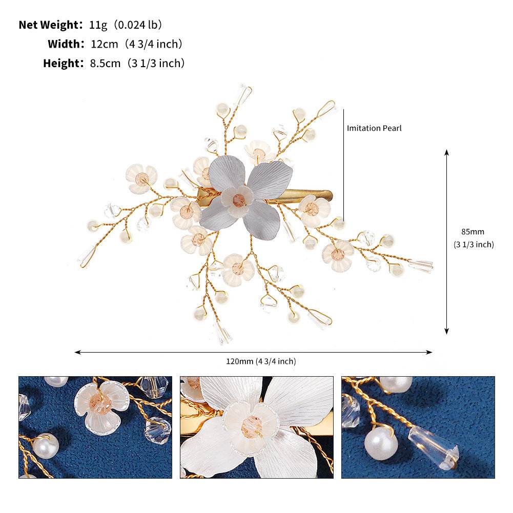 CFQ Bridal Flower Pearl Handmade Hairpin Women's Ball Party Wedding Dinner Headgear Hair Accessories Duck Beak Clip - WhosaleJewelry