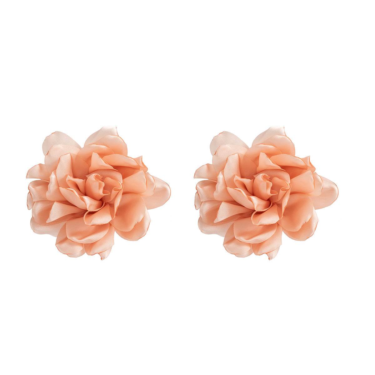 CED design sense exaggerated fabric large flower stud earrings, niche flower simulation flower earrings - WhosaleJewelry