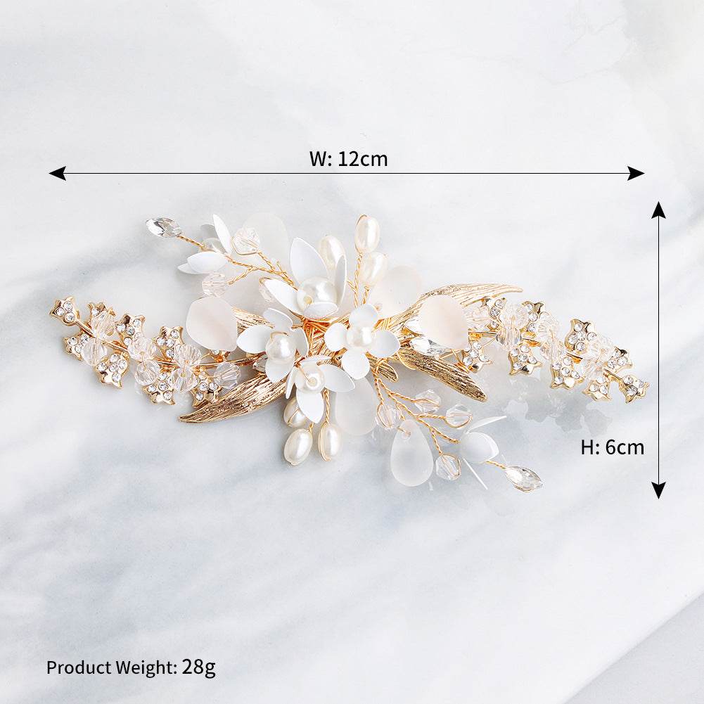 CFQ Bridal Flower Pearl Handmade Hairpin Women's Ball Party Wedding Dinner Headgear Hair Accessories Duck Beak Clip - WhosaleJewelry